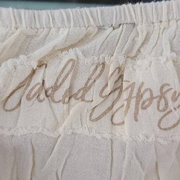 Jaded Gypsy Cream Off-Shoulder Cotton Cropped Top OS Fits Most - Picture 5 of 7